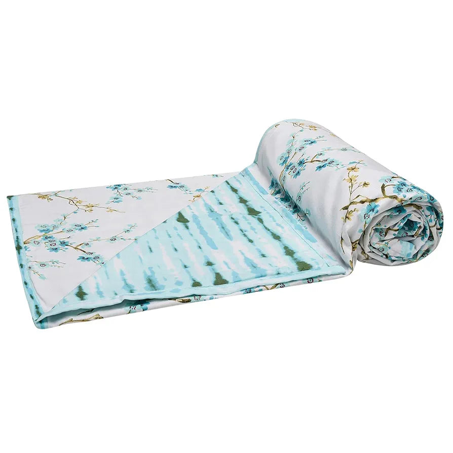 Trance Home Linen 150 GSM Pure Cotton Reversible Dohar Single Bed Size | Ac Blanket Comforter | Soft Light-Weight Bed Blanket 