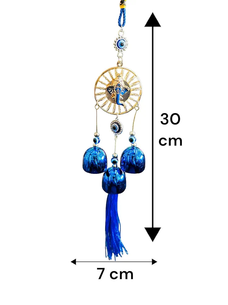 WS Evil Eye Wind Chime With 3 Bells for Home & Office - Brings Positive Vibes & Removes Negative Energy | Wall Hanging 