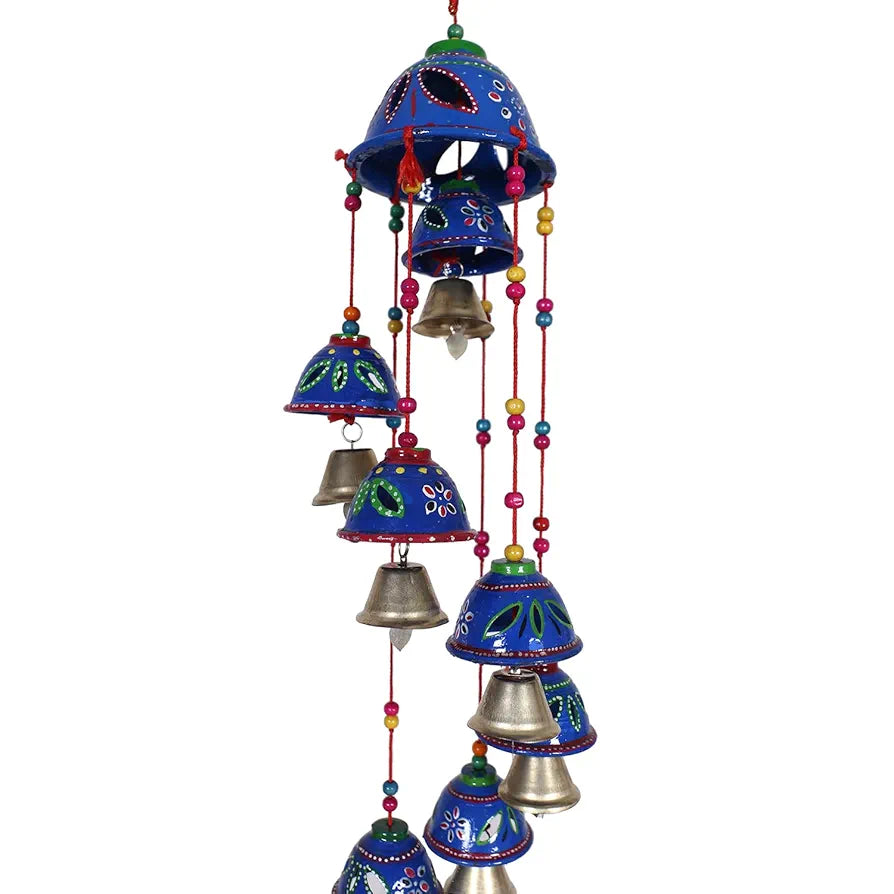 Heart Home Plastic Rajasthani Design Handcrafted Hanging Windchimes|Latkan with 8 Bells for Home D�cor&Positive Energy 