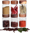 Femora Kitchen Storage Jars Borosilicate Glass With Wooden Lid Air Tight Jar | 350 Ml | Pack of 6 | Transparent