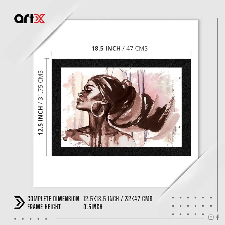 ArtX Modern African Women Wall Art Painting, Abstract Synthetic Wood Framed Picture Multicolor 