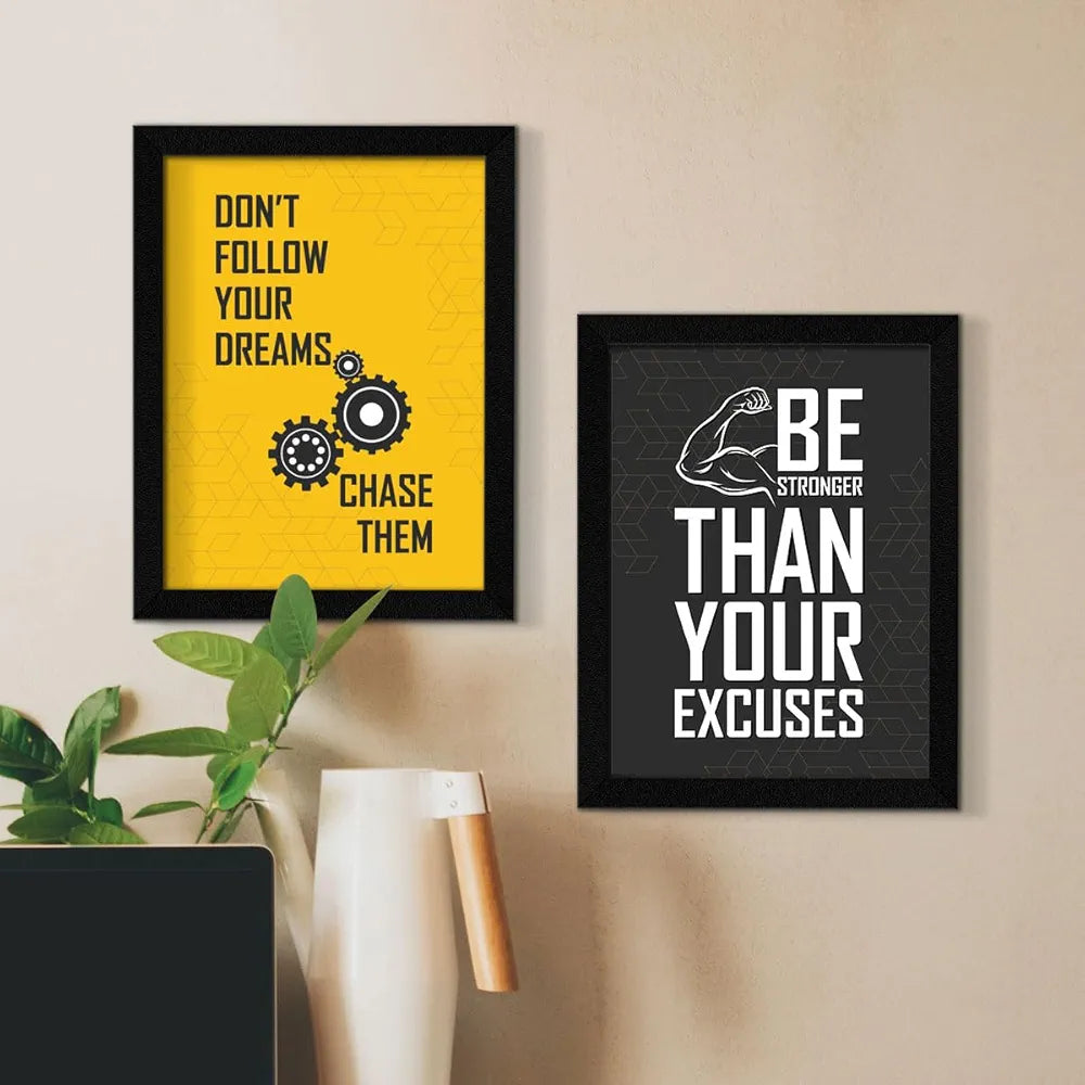 ArtX Paper Gym Big Health Quotes Wall Frame Art Painting, Multicolor, Inspirational, 10X13 inches each, 20 X 26 inches combined, Set of 4