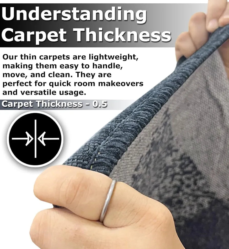 BSB HOME Designer Superfine Chenille Carpet | 500 GSM Velvet Carpet/Area Rug/Durries with Fine Gold Yarn for Living Room, Bedroom, Runner| 150x210 cm or 5x7 ft, Grey
