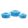 Cello Hot Serve Insulated Inner Steel Casserole Set of 3 | Blue | Hot Box for Kitchen