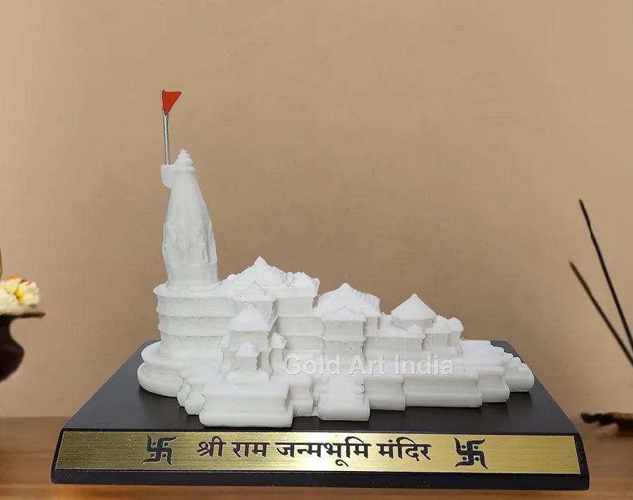 Gold Art India Ram Mandir Ayodhya Clear White - Minature for Gifting, Puja Room, Office Desk, Home Decor 