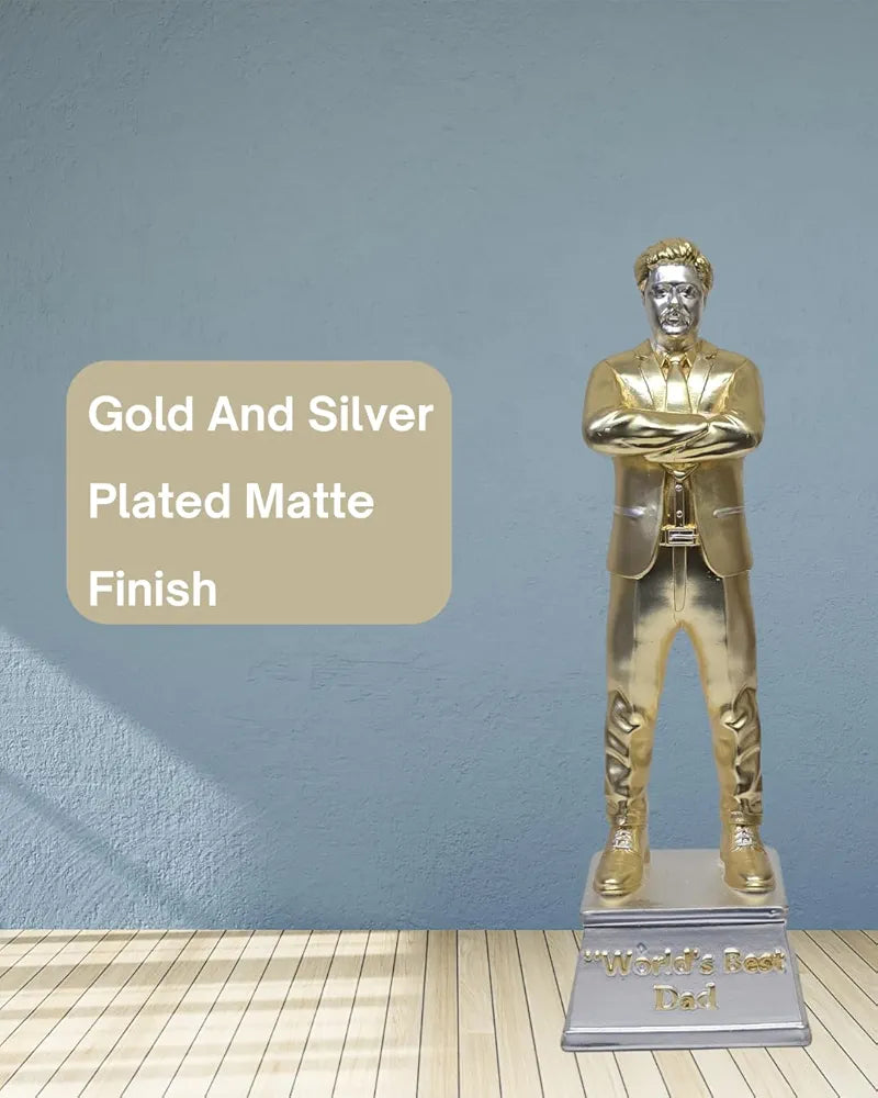 Gold Art India Best Father Figurine Gold & Silver Plated Matte | Trophy for Father | Fathers Birthday | Study Table | Office Desk , 9'' Inch