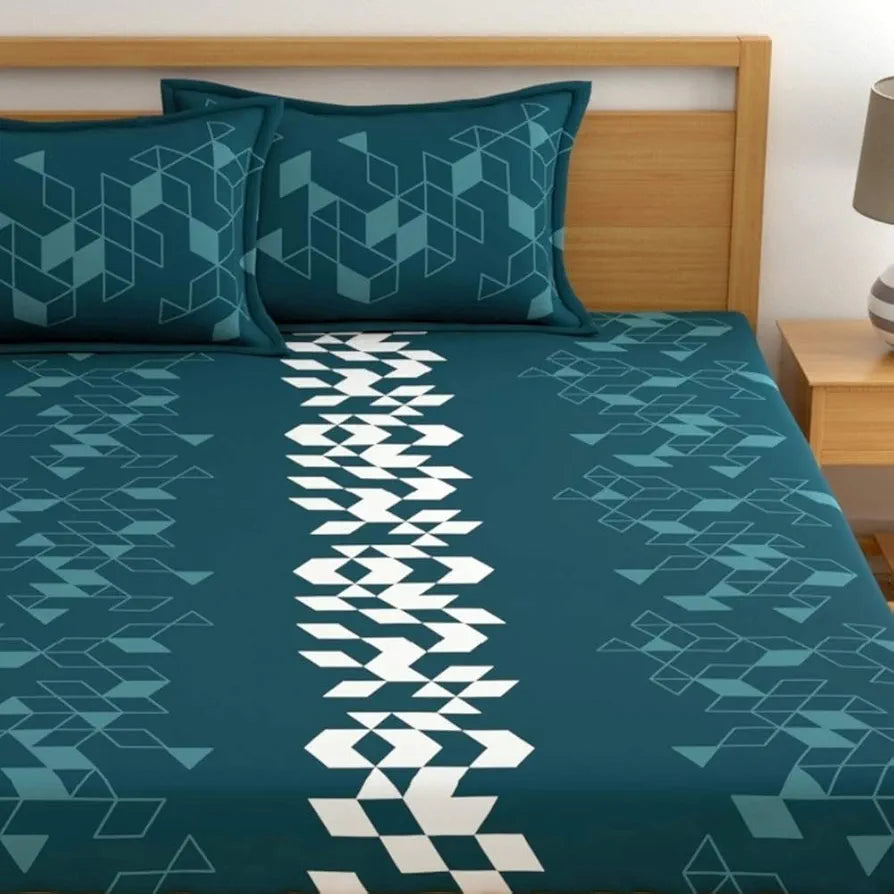 Dreamscape 100% Cotton Double Bedsheet with 2 Pillow Covers - 