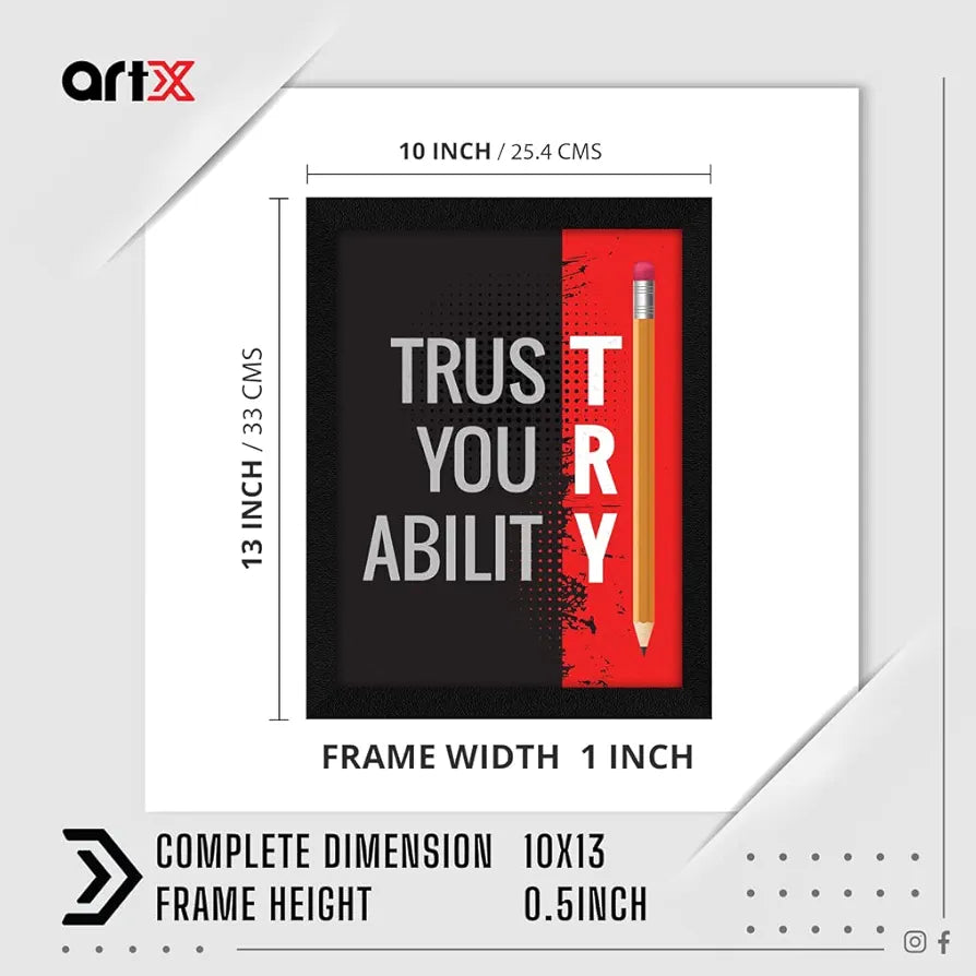 ArtX Paper Inspirational Quote Trust Your Ability Wall Art Painting, Multicolor, Motivational, 10 X 13 Inches, Set of 1