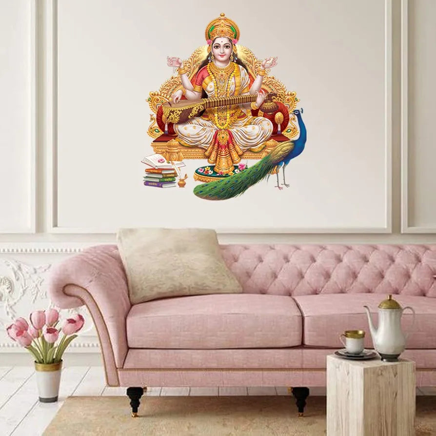 Rangoli White Glossy Vinyl Wall Sticker Premium Self-Adhesive Waterproof Decorative Wall Decal for Bedroom, Living Room, Office & Home Decoration Easy to Apply. Parent-6, Design-6