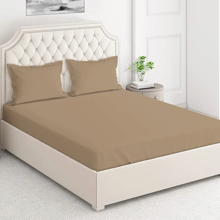 Layers 100% Cotton 144TC Elastic Fitted Bedsheet for Double Bed King Size with 2 Pillow Covers, , All Round Elastic, Moisture Absorbent, All Season Comfort - Be Bold Collection