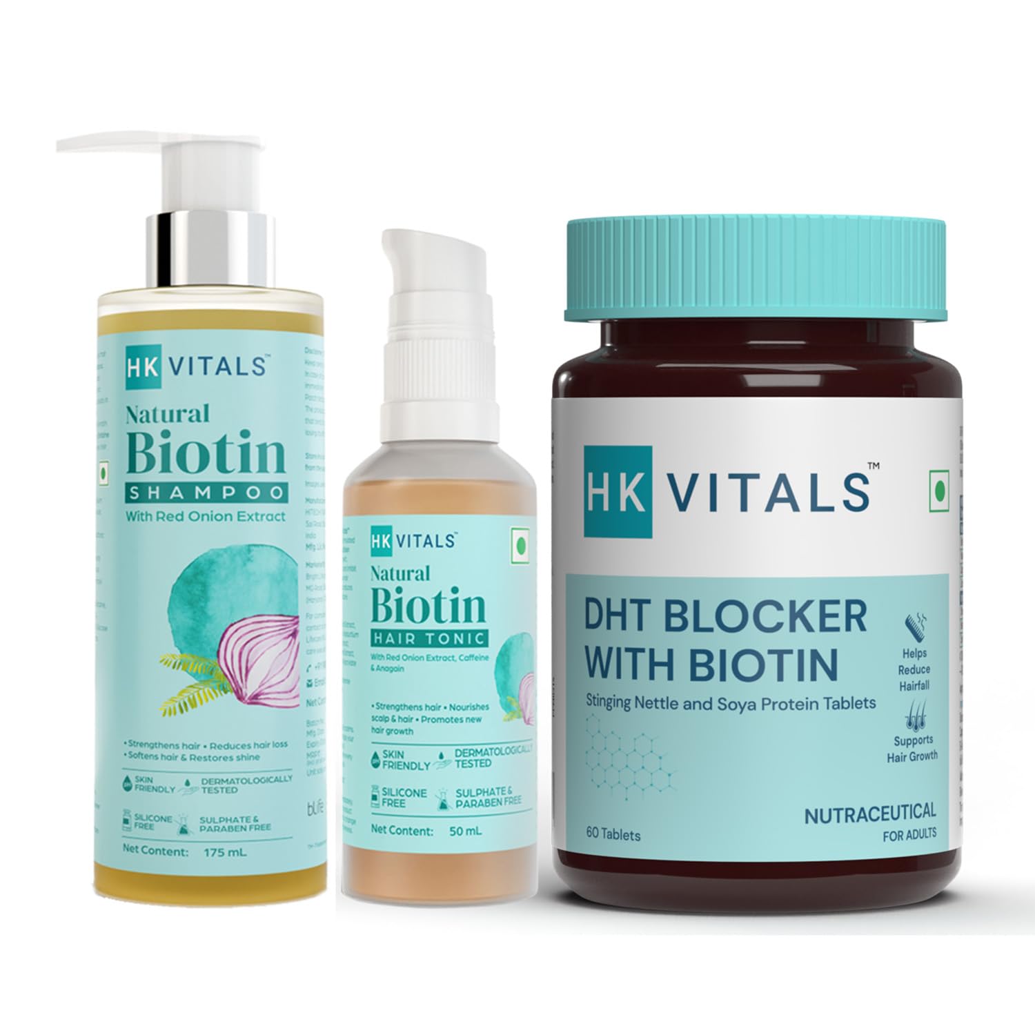 Healthkart HK Vitals Dht Blocker With Biotin Tablets + Shampoo & Hair ...