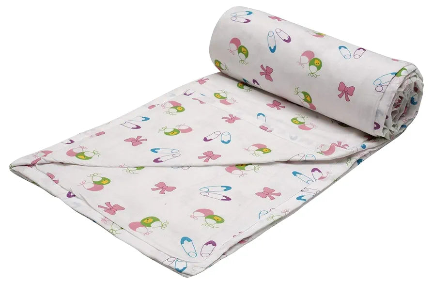 Trance Home Linen Pure Malmal Cotton Multipurpose Baby Dohar | 3-Layered Baby Swaddle | Soft -Lightweight Baby Blanket | Crib Blanket 