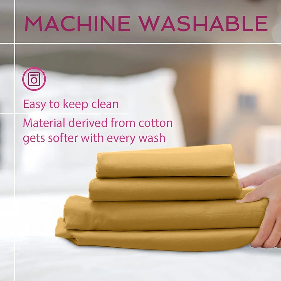 Trance Home Linen 300TC Pure 100% Cotton Queen Fitted Bedsheet with 2 Pillow Covers - 