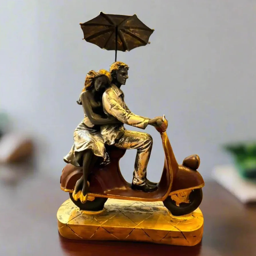 ALILA Home Decoration Scooter Romantic Love Couple Statue Showpiece for Birthday Gift Valentineday Home Living Room Decor Interior Idol, 11 Inch
