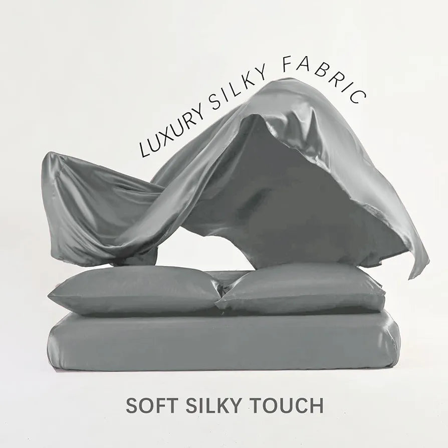 Cloth Fusion Satin Bedsheet for King Size Bed, Perfect for Romantic Night, Excellent Gift for All Celebrations, Set of 1 Satin Sheet 108