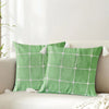 Urban Space Embroidered Cotton Cushion Cover Set of 2 Cushion Covers for Sofa, Bedroom, Living Room Aura Checks Green