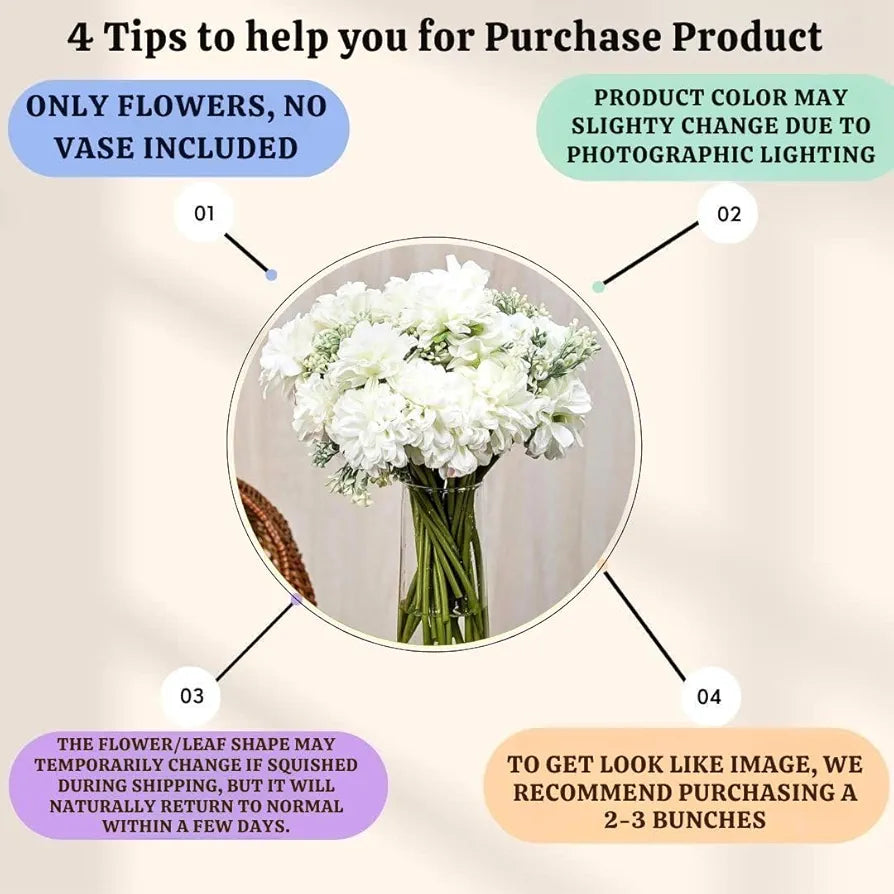 SATYAM KRAFT 1 Pcs Artificial Dahlia Flower Bunch – 7-Stem Faux Bouquet for Diwali Decoration Setup for Gifting, Home, Home Decor, Office, Table, Party, Wedding, Festival  