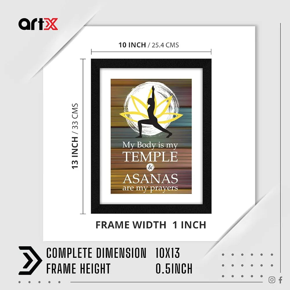 ArtX Paper Yoga Asanas Health Quote Wall Frame Art Painting, Multicolor, Motivational, 10 X 13 Inches, Set of 1