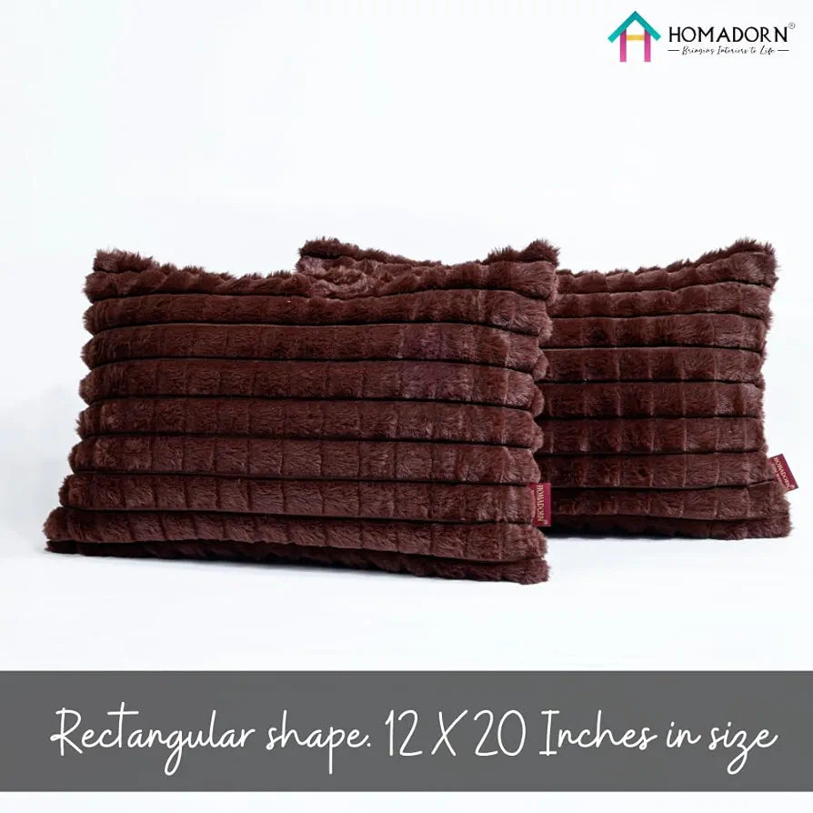 HOMADORN Luxury Plush Fur Reversible Cushion Cover Ultra Soft & Cozy 
