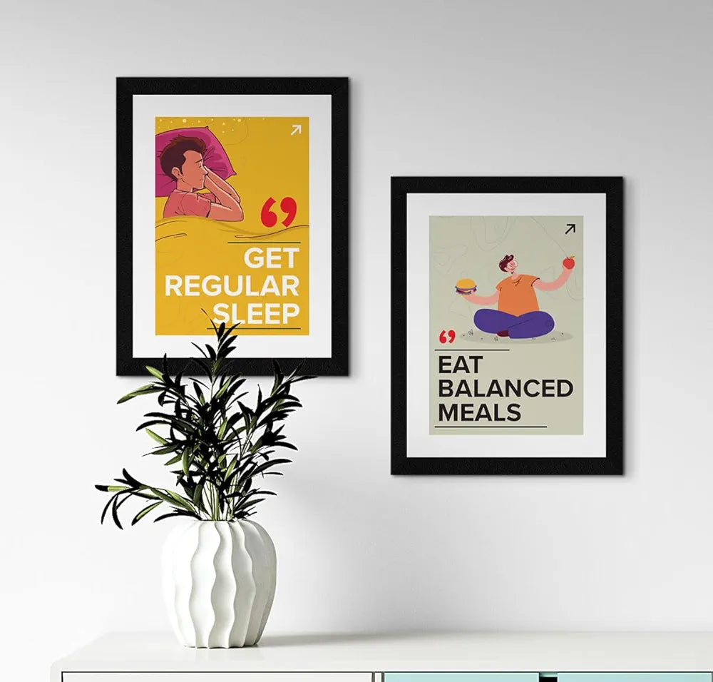 ArtX Paper Big Health Quotes Wall Frame Art Painting, Multicolor, Inspirational, 10X13 inches each, 20 X 26 inches combined, Set of 4