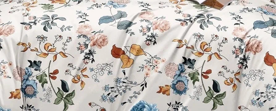 THE HOME STYLE Supersoft Cotton Feel Glace Cotton King Size Printed Flat Double Bedsheet wih 2 Pillow Cover II 400 TC, 90