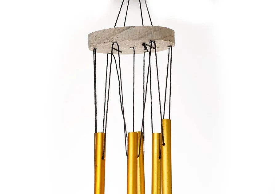 Tej Gifts Feng Shui Metal Wind Chime with 6 Golden Pipes – Positive Energy Good Luck Chime for Home, Balcony & Garden – Decorative Indoor/Outdoor Hanging Bell
