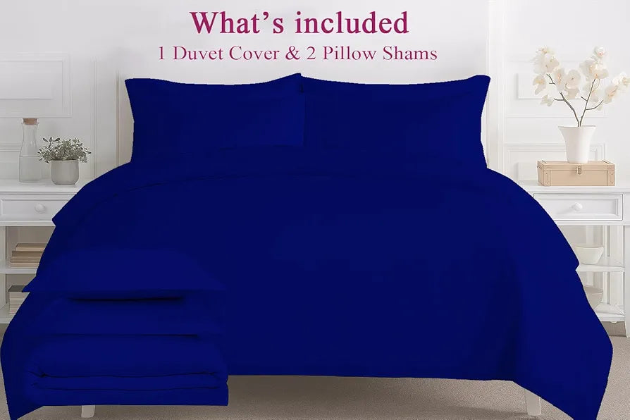 Trance Home Linen Zippered 100% Cotton 200TC Satin Stripe King Size Duvet Cover Quilt Cover Blanket Cover Razai Comforter Cover with 2 Pillow Covers 