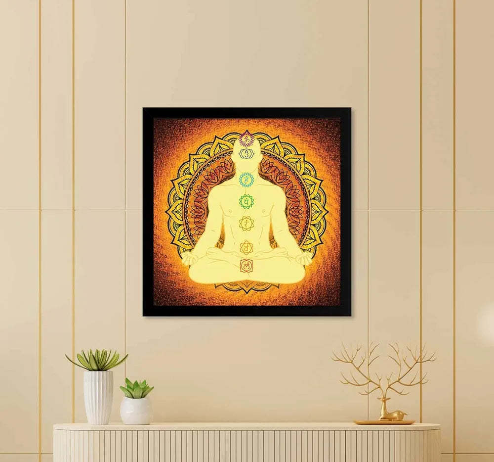 ArtX Yoga Meditation Big Canvas Painting For Living Room With Frame, Multicolour, Square, 24.0 x 24.0 inch, 2x2 Feet, Set Of 1