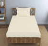 Trance Home Linen 400 TC 100% Cotton 78x36 inch Single Elastic Fitted Bedsheet Premium with 1 Pillow Cover Colour Ivory