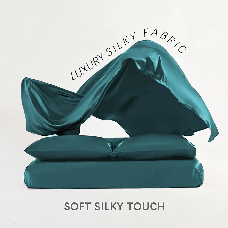 Cloth Fusion Satin Bedsheet for King Size Bed, Perfect for Romantic Night, Excellent Gift for All Celebrations, Set of 1 Satin Sheet 108