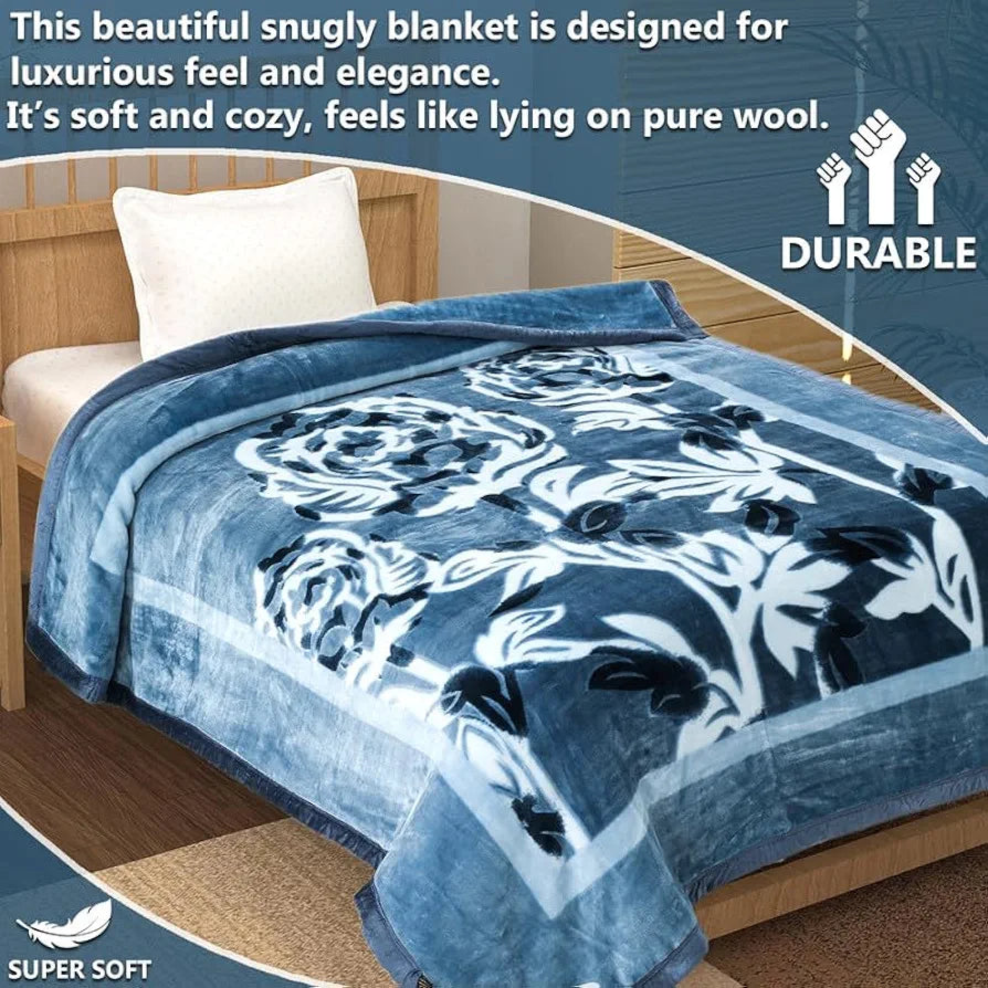 HOMEKART Super Soft Cloudy Printed Single Bed Blanket for Heavy Winter, Single Ply Mink Blanket King Size with 152 x 220 Cm -2.5 Kg | TC - 400