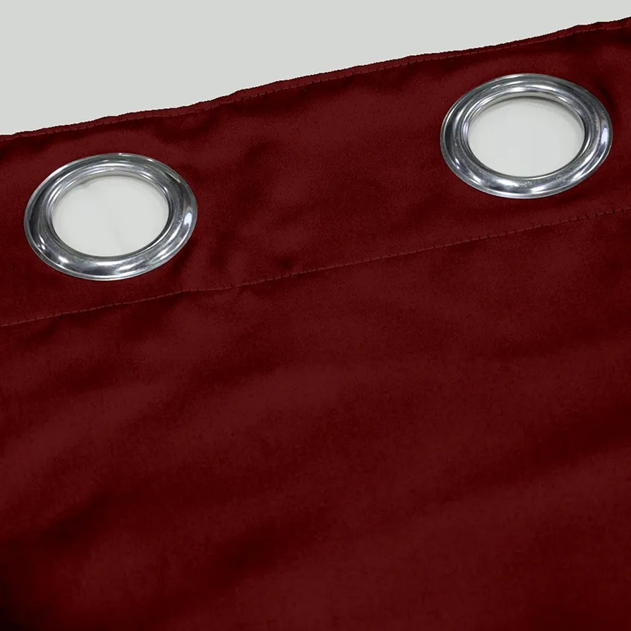 Divine Casa Premium Micro Satin Semi Blackout Door Curtains Pack of 2 | Solid Design | Size 7 Feet | Elegant Look & Light Control | Deep Maroon