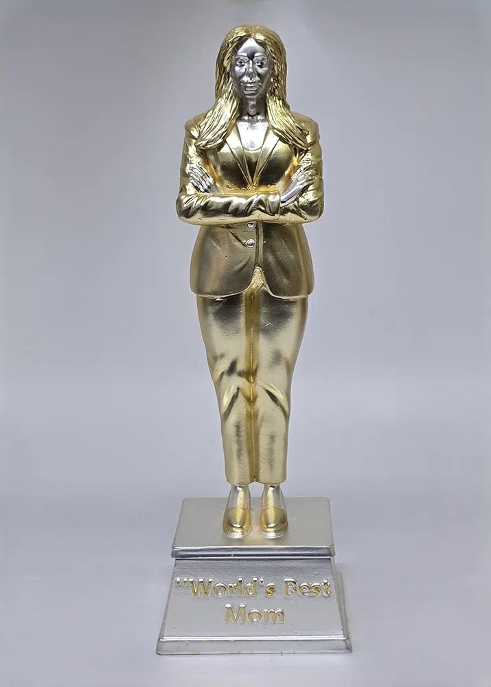 Gold Art India Best Mother Trophy Figurine Gold & Silver Plated Matte Finish | Women's Day Gift for Mother | Mothers Birthday Gift | Study Table | Office Desk 9'' Inch