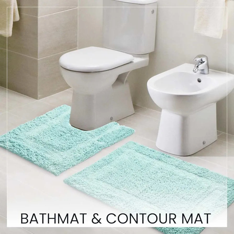 SASHAA WORLD Solid Anti Skid Bathmat and Contour Set 