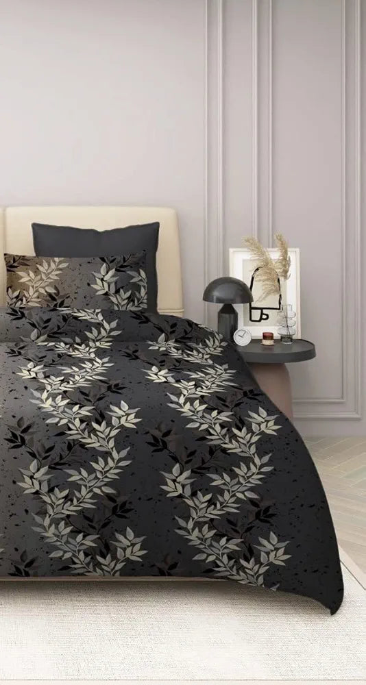 THE HOME STYLE Supersoft Cotton Feel Glace Cotton King Size Printed Flat Double Bedsheet wih 2 Pillow Cover II 400 TC, 90