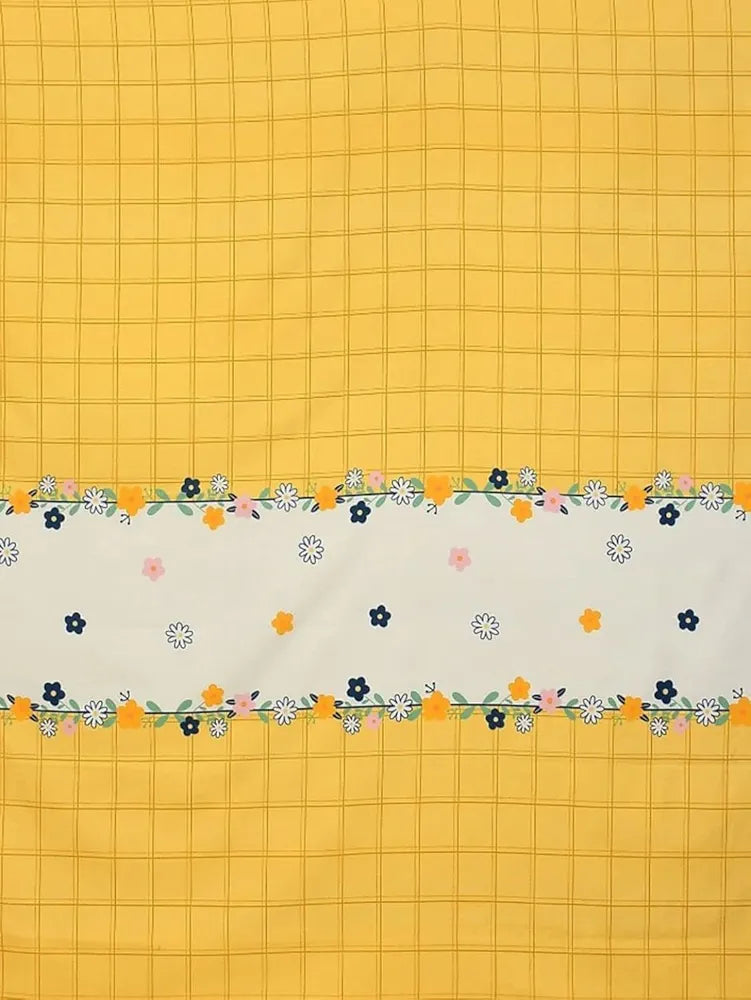 THE HOME STYLE Cotton Feel Glace Cotton Elastic Fitted Printed Queen Size Double Bed Bedsheet With 2 Pillow Cover,300 TC