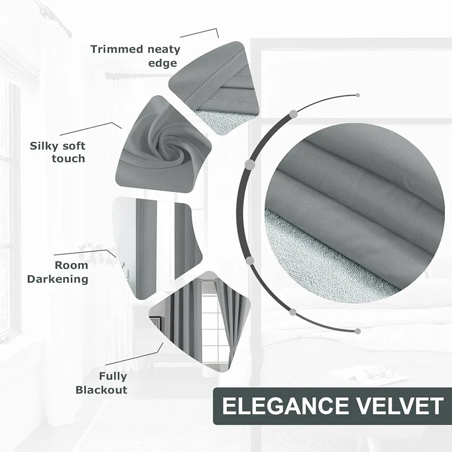 Divine Casa Velvet Blackout Window Curtain 5 Feet | Premium Room Darkening | Noise Reducing & Thermal Insulated Single Panel for Bedroom, Living Room & Office