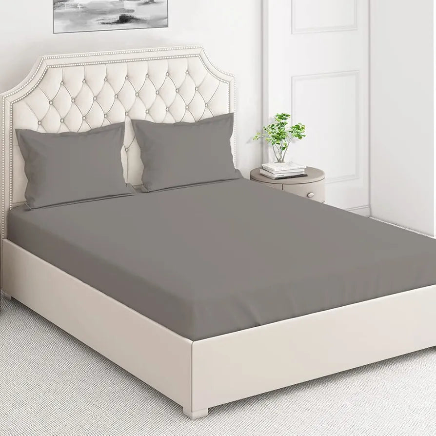 Layers Be Bold 100% Cotton Bedsheet Set for All Seasons - Lightweight, Moisture Absorbent, Machine Washable & Easy to Care - Gift for Housewarming & More - 140 TC - Queen Size 