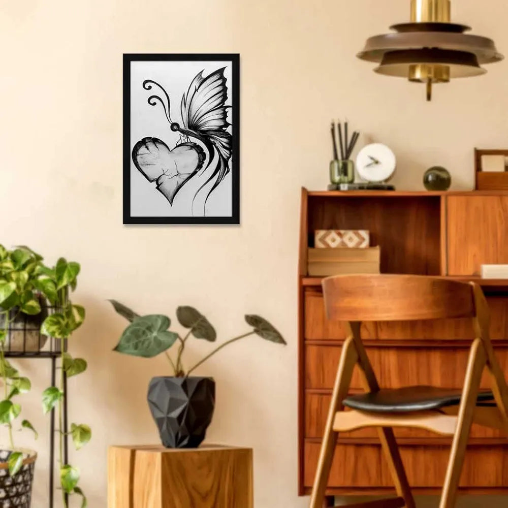 ArtX Paper Charcoal Framed Wall Art Painting, Wall Decor For Living Room, Black and White, Abstract, 12.5 X 18.5 inches, Set of 1 