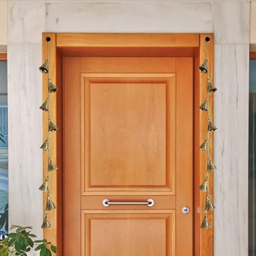 UAPAN Brass Door Hanging Bell With Brass Chain For Bandarwal, Temple Decoration, Mandir, Home Decoration