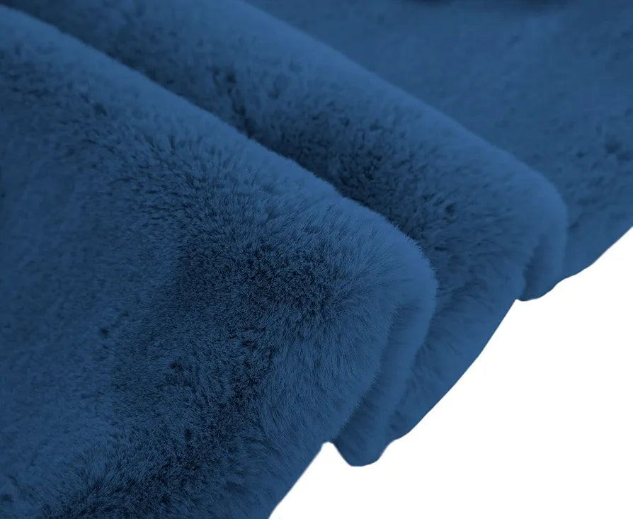 Luxe Home Runner Rabbit Fur 1000 GSM - 2x5 Feet - Super Soft, Anti Slip, Absorbent, Machine Washable - Teal - Floor Rug for Bedroom, Livingroom