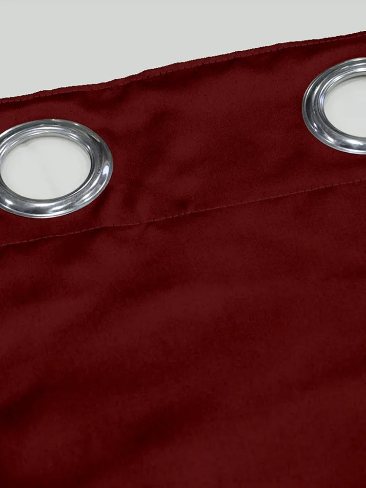 Divine Casa Micro Satin Semi Blackout Door Curtain 7 Feet | Maroon | Room Darkening Polyester Panel with Metal Eyelets | 1 Piece