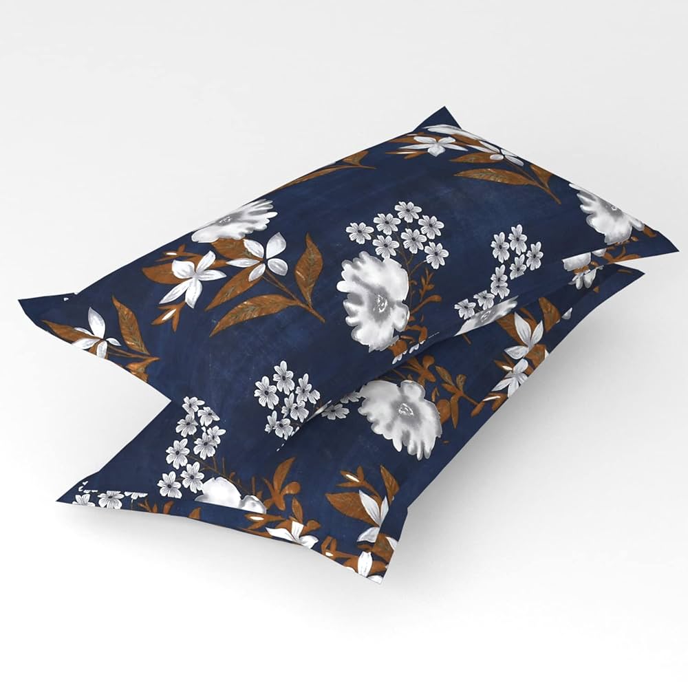 BSB HOME Premium Double Bedsheet with 2 Pillow Covers - 160 TC Supersoft Microfiber - Breathable & Wrinkle Free - 3 Pcs Set | Blue & Brown