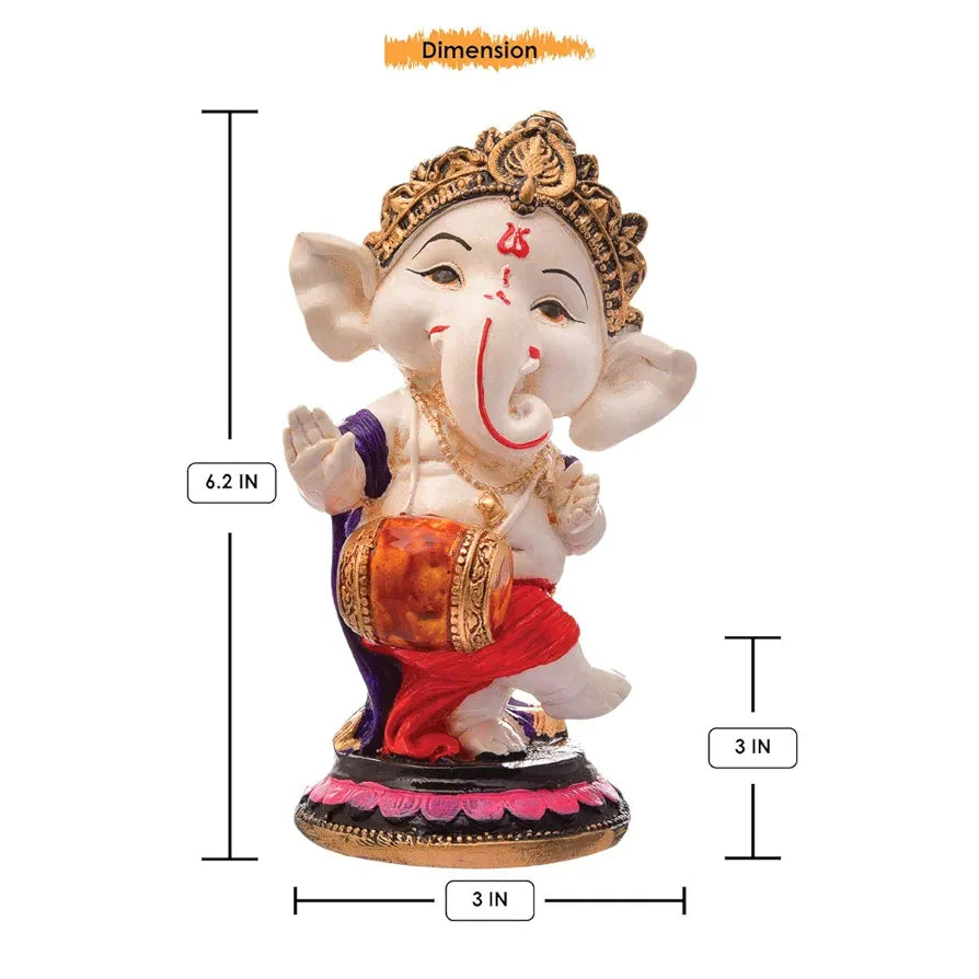 Karigaari India Handcrafted Polyresin Eco Friendly Lord Ganesha Ganpati Idol Figurine | Lord Ganesha Statue for Home Decoration 