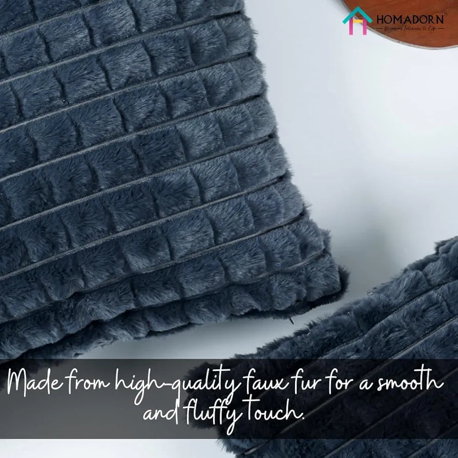 HOMADORN Luxury Plush Fur Reversible Cushion Cover Ultra Soft & Cozy 