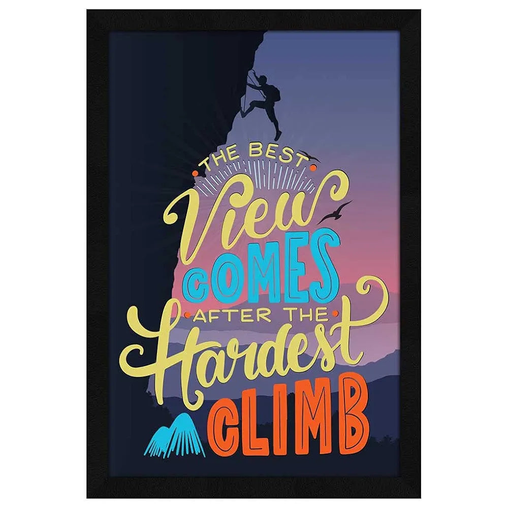 ArtX Paper The Best View Motivational Quote Framed Wall Art Painting, wall decor for living room, Multicolor, Alphabets, 12.5 X 18.5 inches, Set of 1