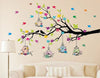 Heaven Decors PVC Vinyl Self-Adhesive Tree Branches with Birdcage & Flower- Wall Decoration Sticker Home,Multicolour