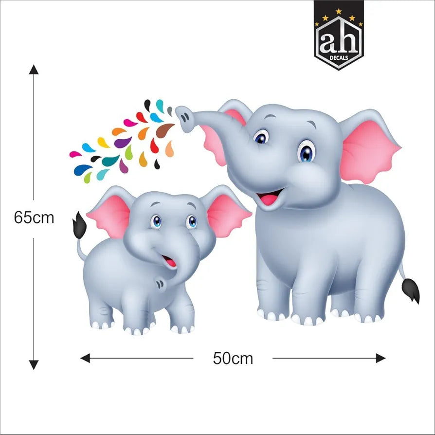 AH Decals Kids Wall Sticker Elephant 3D Wall Stickers PVC Vinyl Wall Art Decorative for Kids Room Play School- 66 CM X 50 CM or 26 X 20 Inches, Multicolour-Self-Adhesive