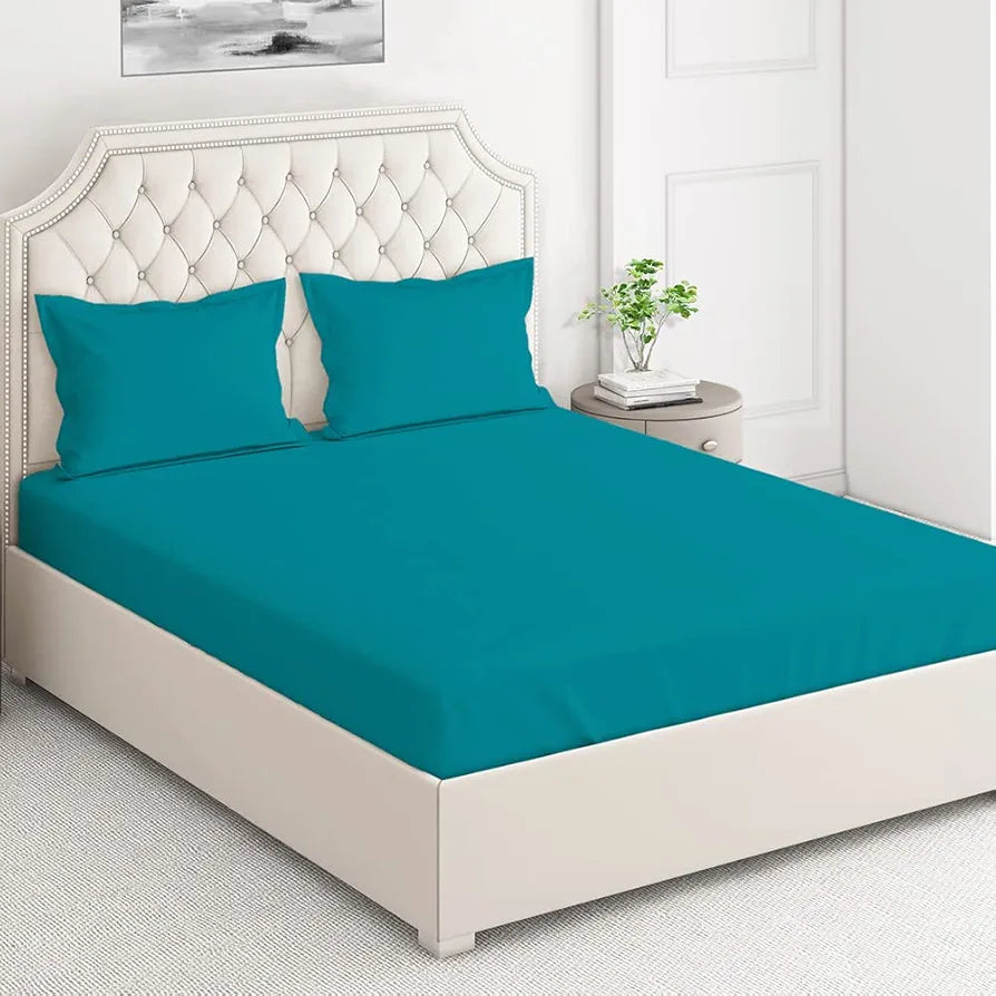 Layers Be Bold 100% Cotton Bedsheet Set for All Seasons - Lightweight, Moisture Absorbent, Machine Washable & Easy to Care - Gift for Housewarming & More - 140 TC - Queen Size 