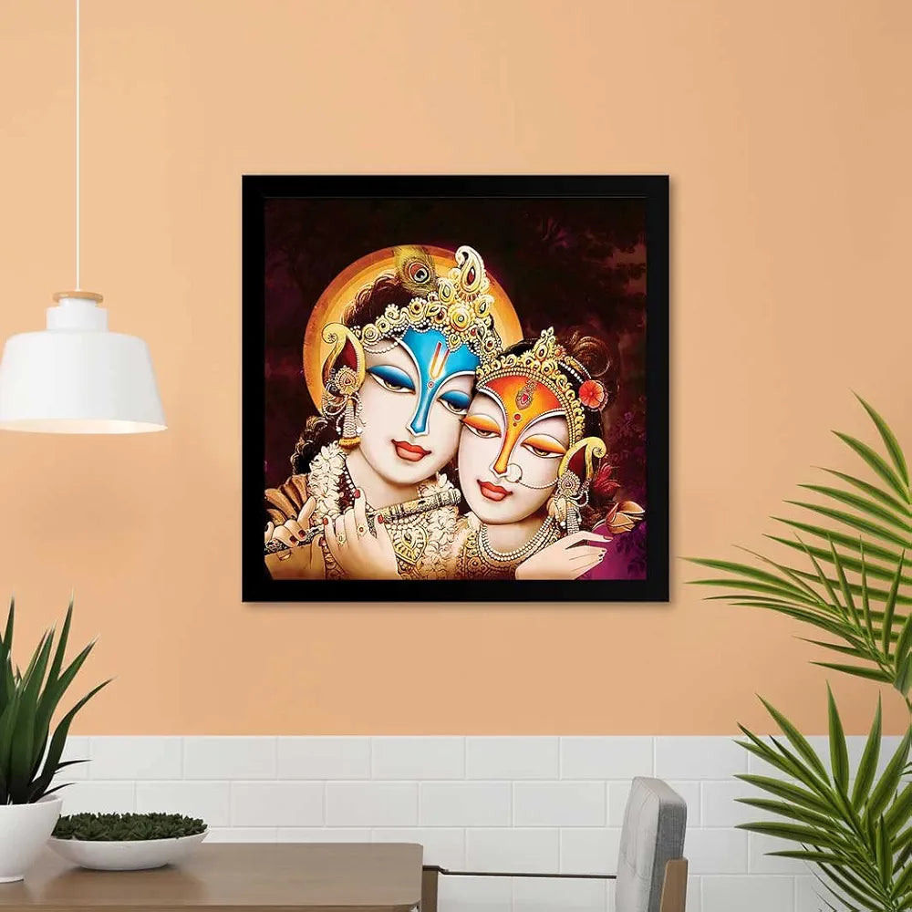 ArtX Radha Krishna Love Big Canvas Painting For Living Room With Frame, Multicolour, Square, 24.0 x 24.0 inch, 2x2 Feet, Set Of 1